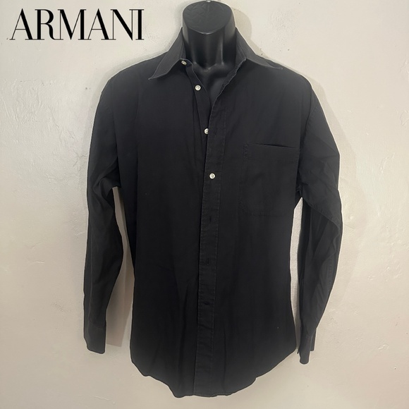 MANI by Giorgio Armani Black Dress Shirt 15.5/32-33 Gently worn vintage - Picture 1 of 5